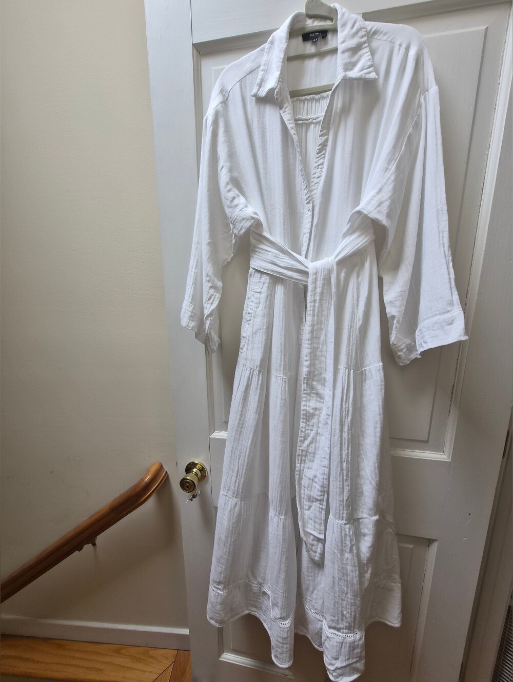 ME+EM White Cotton Gauze Shirt Dress Belted Maxi UK16 US12